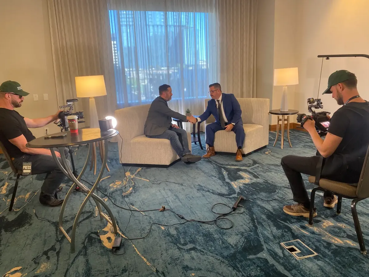 A Broken Truth interview being filmed